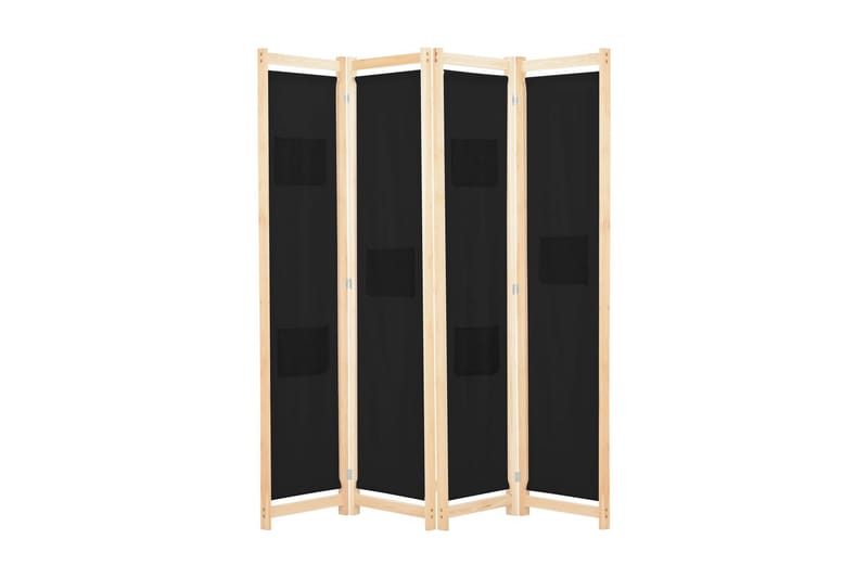 Rumsavdelare 4 paneler 160x170x4 cm svart tyg - Svart - Rumsavdelare - Skärmvägg