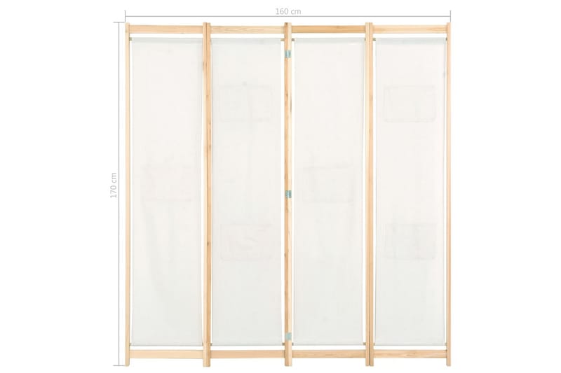 Rumsavdelare 4 paneler 160x170x4 cm gräddvit tyg - Gräddvit - Rumsavdelare - Skärmvägg