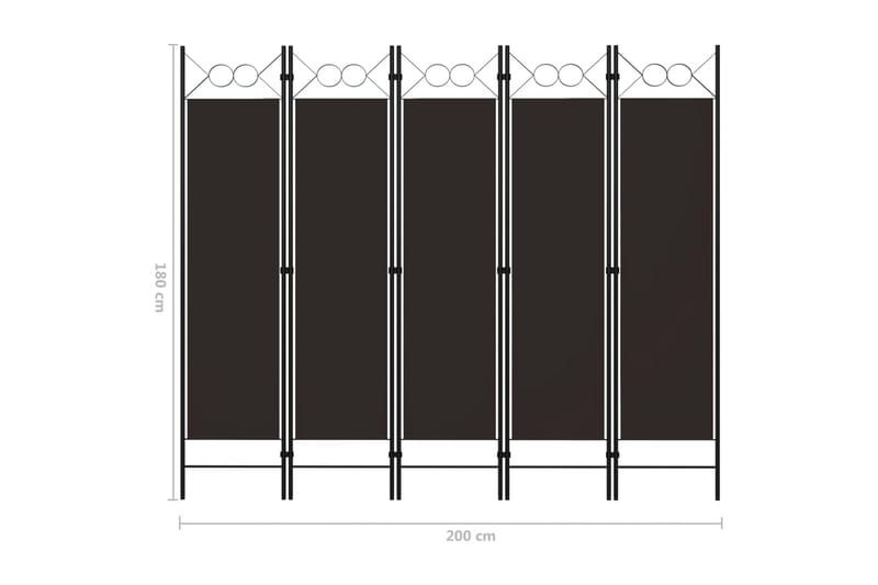 Rumsavdelare 5 paneler brun 200x180 cm - Brun - Rumsavdelare - Skärmvägg
