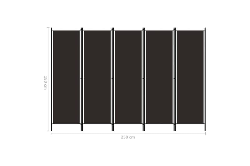 Rumsavdelare 5 paneler brun 250x180 cm - Brun - Rumsavdelare - Skärmvägg