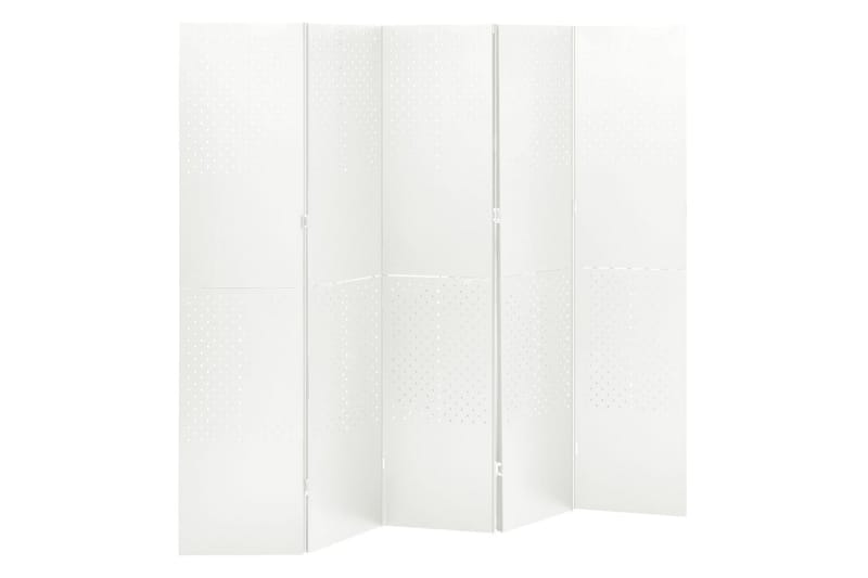 Rumsavdelare 5 paneler 2 st vit 200x180 cm stål - Vit - Vikvägg - Rumsavdelare