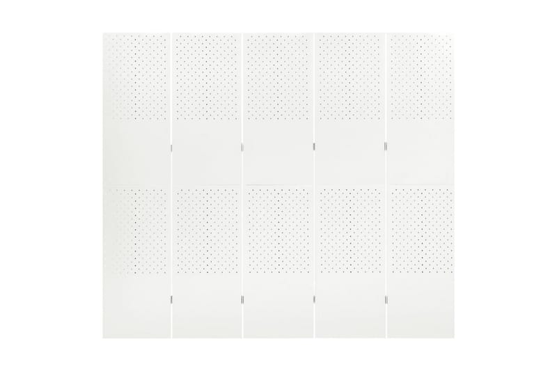 Rumsavdelare 5 paneler vit 200x180 cm stål - Vit - Rumsavdelare - Vikvägg