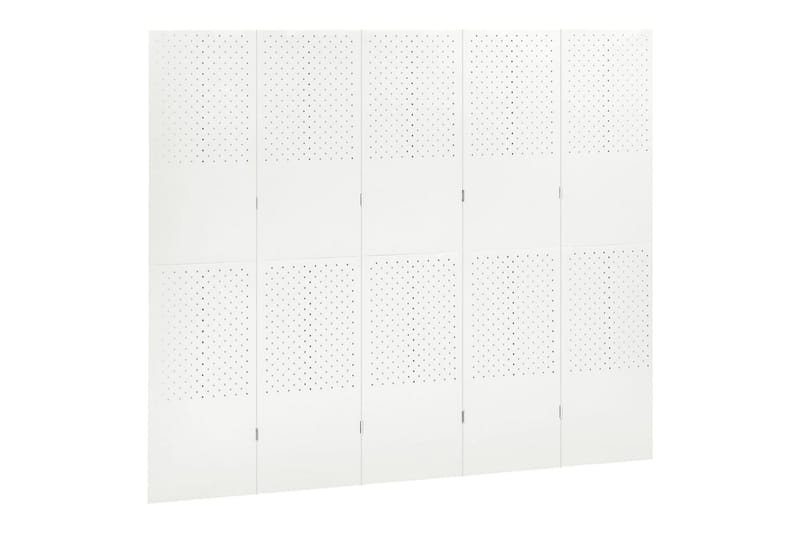 Rumsavdelare 5 paneler 2 st vit 200x180 cm stål - Vit - Rumsavdelare - Vikvägg