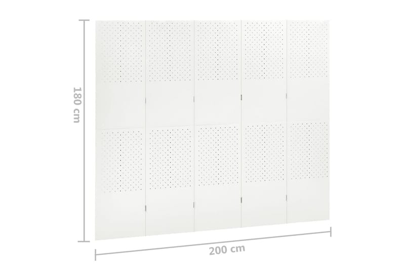 Rumsavdelare 5 paneler vit 200x180 cm stål - Vit - Rumsavdelare - Vikvägg