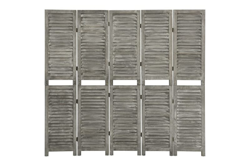 Rumsavdelare 5 paneler grå 179x166 cm massivt trä - Grå - Rumsavdelare - Skärmvägg