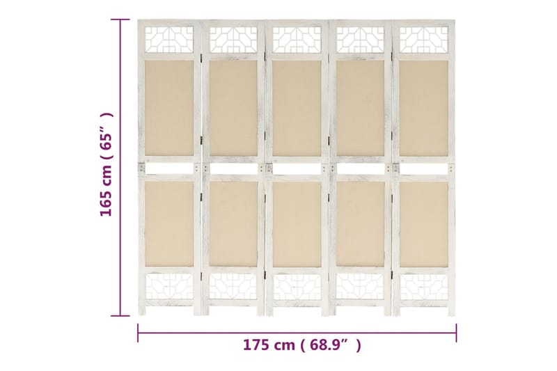 Rumsavdelare 5 paneler gräddvit 175x165 cm tyg - Kräm - Rumsavdelare - Skärmvägg