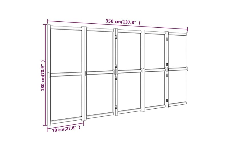 Rumsavdelare 5 paneler gräddvit 350x180 cm - Kräm - Rumsavdelare - Skärmvägg