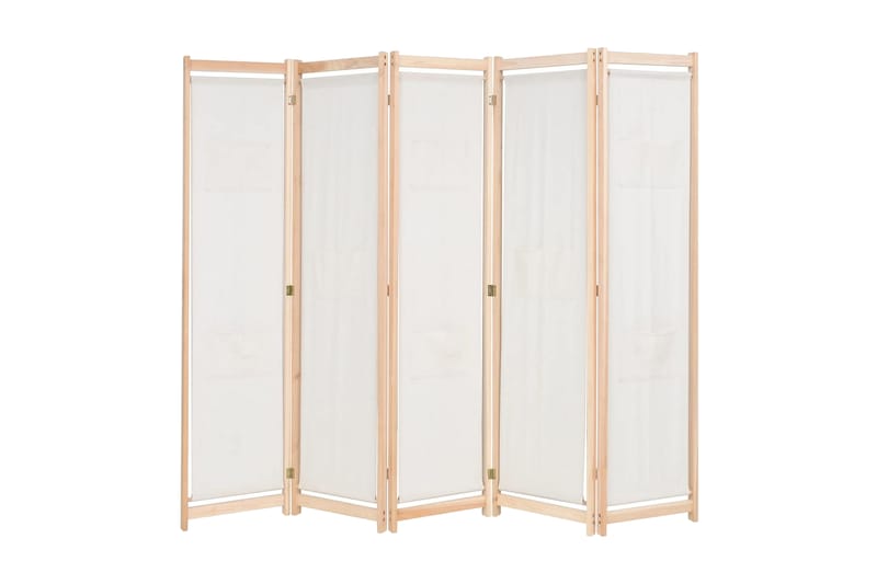 Rumsavdelare 5 paneler gräddvit 200x170x4 cm tyg - Skärmvägg - Rumsavdelare
