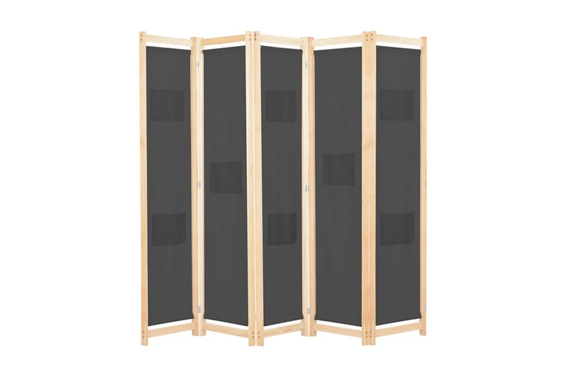 Rumsavdelare 5 paneler 200x170x4 cm grå tyg - Grå - Rumsavdelare - Skärmvägg