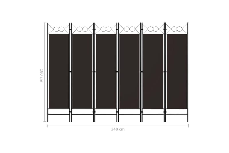 Rumsavdelare 6 paneler brun 240x180 cm - Brun - Skärmvägg - Rumsavdelare