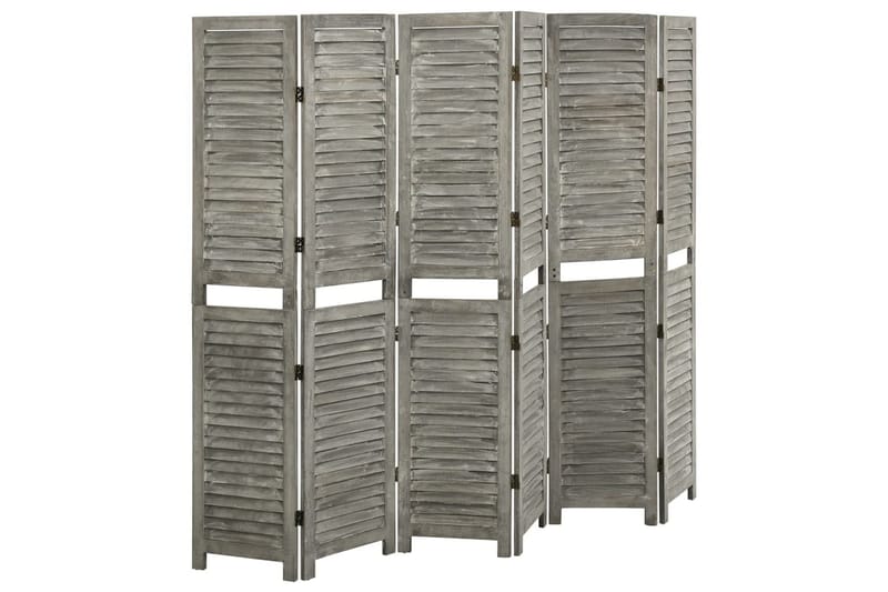 Rumsavdelare 6 paneler grå 214x166 cm massivt trä - Grå - Rumsavdelare - Skärmvägg