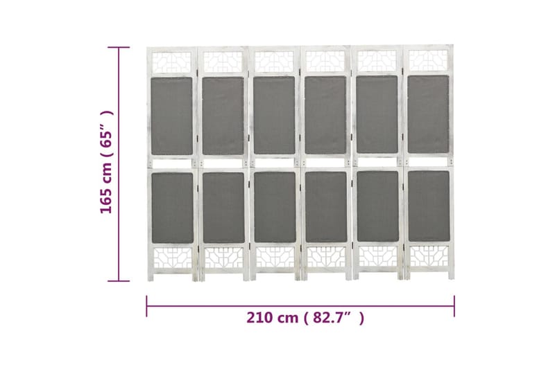 Rumsavdelare 6 paneler grå 210x165 cm tyg - Grå - Rumsavdelare - Skärmvägg
