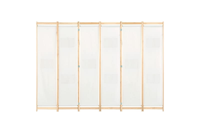 Rumsavdelare 6 paneler 240x170x4 cm gräddvit tyg - Vit - Rumsavdelare - Skärmvägg