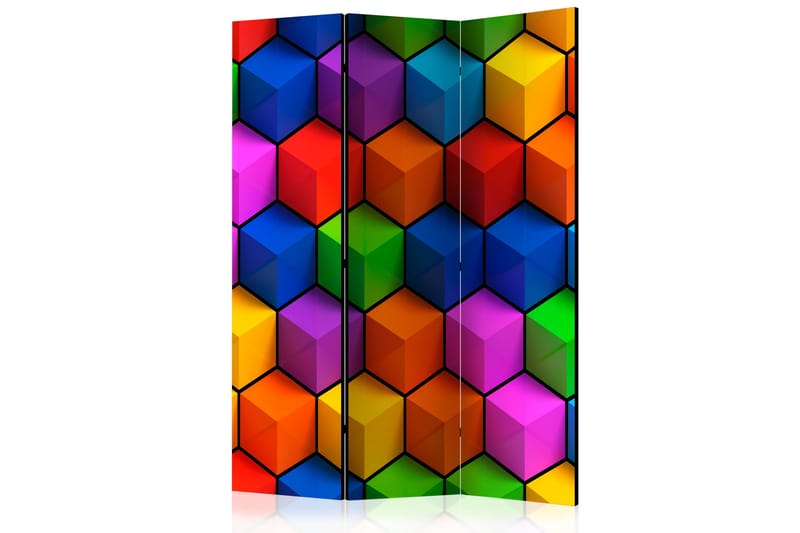 Rumsavdelare Colorful Geometric Boxes 135x172 cm - Artgeist sp. z o. o. - Vikvägg - Rumsavdelare