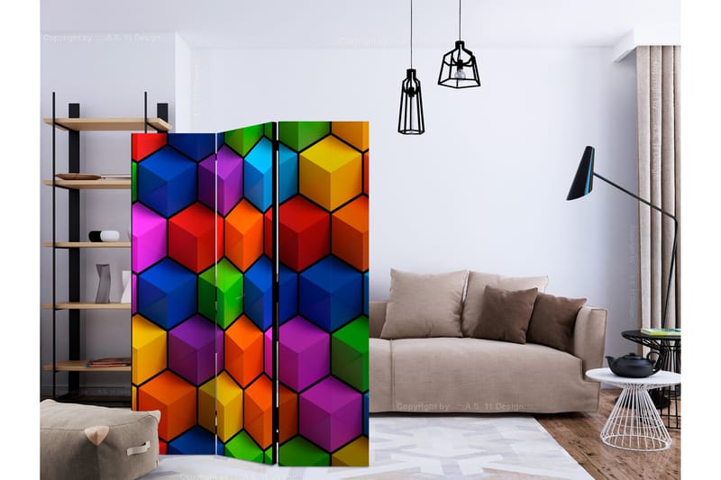 Rumsavdelare Colorful Geometric Boxes 135x172 cm - Artgeist sp. z o. o. - Rumsavdelare - Vikvägg