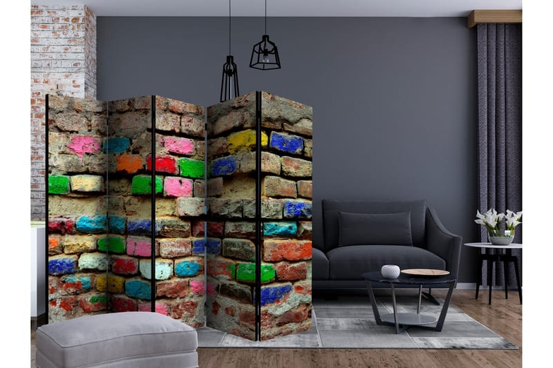Rumsavdelare - Colourful Bricks II 225x172 - Artgeist sp. z o. o. - Rumsavdelare - Vikvägg