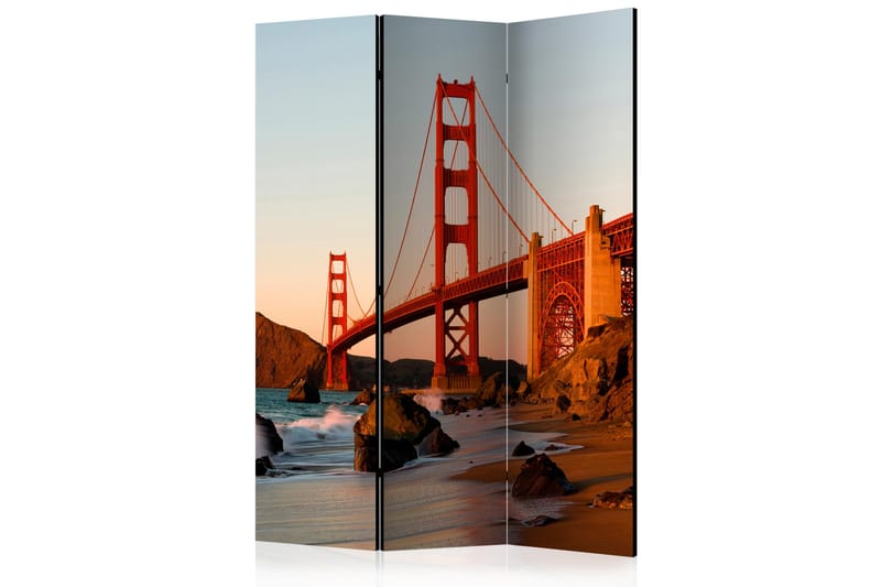 Rumsavdelare - Golden Gate Bridge - sunset 135x172 - Artgeist sp. z o. o. - Vikvägg - Rumsavdelare