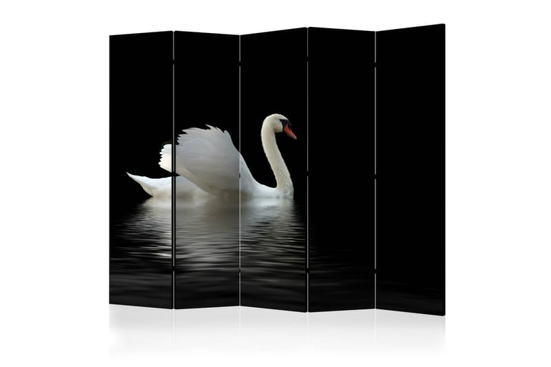 Rumsavdelare - swan (black and white) II 225x172 - Artgeist sp. z o. o. - Vikvägg - Rumsavdelare