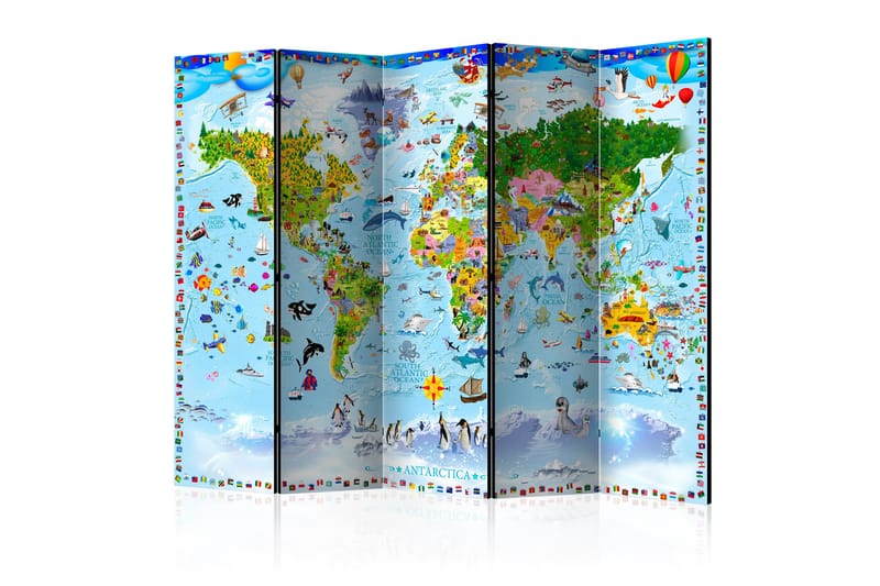 Rumsavdelare World Map For Kids 225x172 - Artgeist sp. z o. o. - Rumsavdelare - Vikvägg