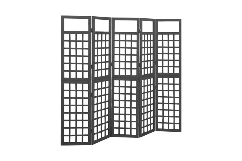 Rumsavdelare/Spaljé 5 paneler massiv gran svart 201,5x180 cm - Svart - Vikvägg - Rumsavdelare