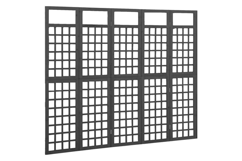 Rumsavdelare/Spaljé 5 paneler massiv gran svart 201,5x180 cm - Svart - Vikvägg - Rumsavdelare