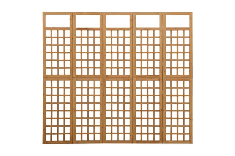 Rumsavdelare/Spaljé 5 paneler massiv gran 201,5x180 cm - Brun - Rumsavdelare - Vikvägg