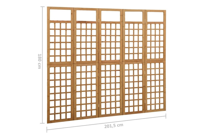 Rumsavdelare/Spaljé 5 paneler massiv gran 201,5x180 cm - Brun - Rumsavdelare - Vikvägg