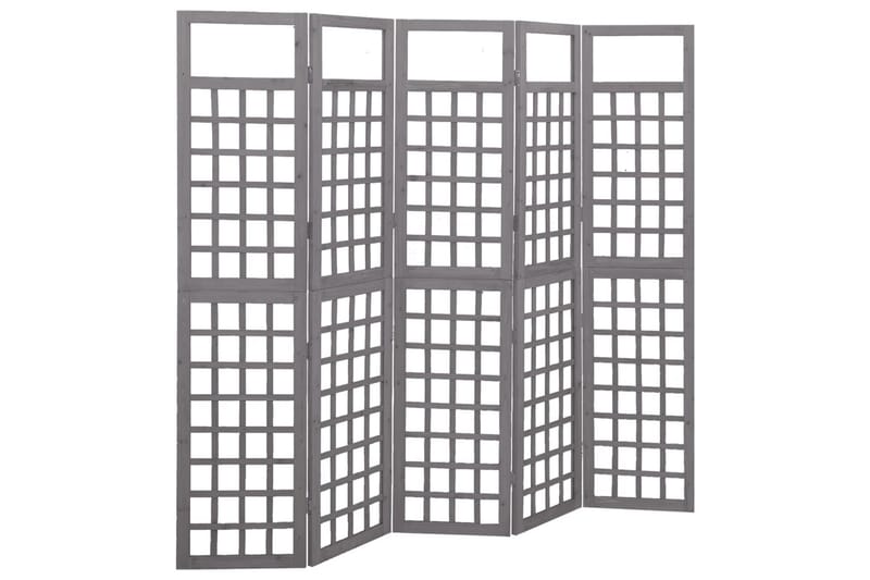 Rumsavdelare/Spaljé 5 paneler massiv furu grå 201,5x180 cm - Grå - Rumsavdelare - Vikvägg