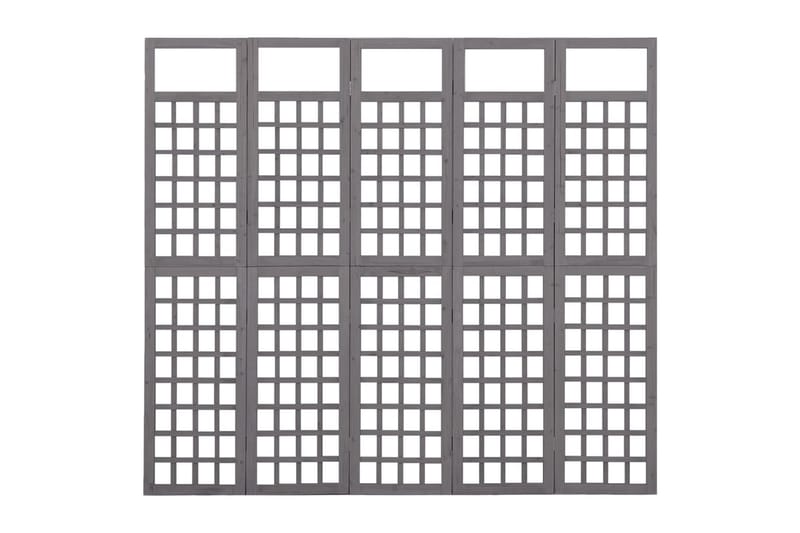 Rumsavdelare/Spaljé 5 paneler massiv furu grå 201,5x180 cm - Grå - Rumsavdelare - Vikvägg