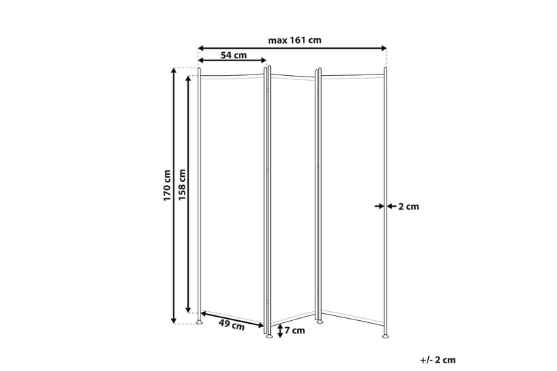 Skärmvägg 3 paneler 160 x 170 cm svart NARNI - Svart - Rumsavdelare - Skärmvägg