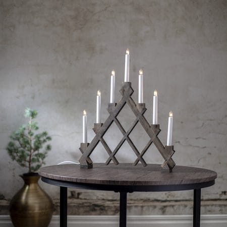 Rut Adventsljusstake 43 cm - Elljusstake i Trä för Fönster - Gråbrun - Inredning - Dekoration & inredningsdetaljer - Julpynt & juldekoration