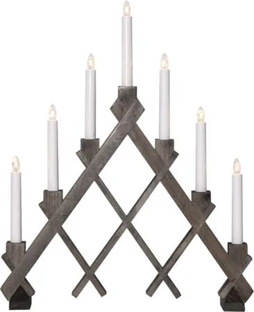 Rut Adventsljusstake 43 cm - Elljusstake i Trä för Fönster, Gråbrun
