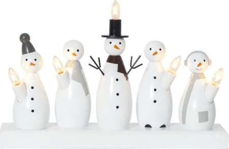Snowman Adventsljusstake Luciatåg 33 cm - Ljusstake i Trä för Advent, Vit