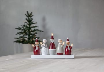Tomtefamilj Adventsljusstake Luciatåg 33.5 cm - Ljusstake i Trä för Advent - Vinröd - Inredning - Dekoration & inredningsdetaljer - Julpynt & juldekoration