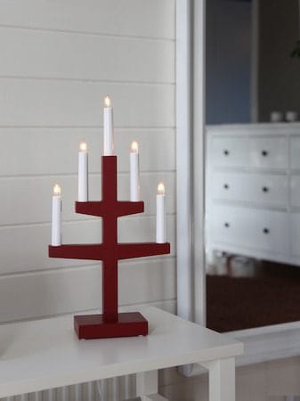 Trapp Adventsljusstake 24 cm - Elljusstake i Trä för Fönster - Röd - Inredning - Dekoration & inredningsdetaljer - Julpynt & juldekoration