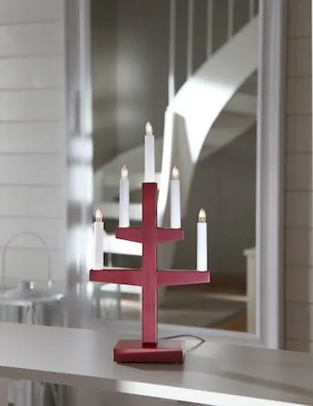 Trapp Adventsljusstake 24 cm - Elljusstake i Trä för Fönster - Röd - Inredning - Dekoration & inredningsdetaljer - Julpynt & juldekoration