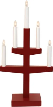 Trapp Adventsljusstake 24 cm - Elljusstake i Trä för Fönster, Röd