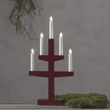 Trapp Adventsljusstake 24 cm - Elljusstake i Trä för Fönster - Röd - Inredning - Dekoration & inredningsdetaljer - Julpynt & juldekoration