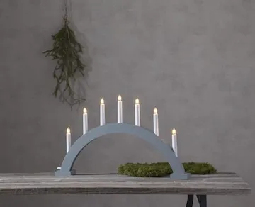 Trapp Stor Adventsljusstake Båge 57 cm - Elljusstake i Trä för Fönster - Ljusgrå - Inredning - Dekoration & inredningsdetaljer - Julpynt & juldekoration