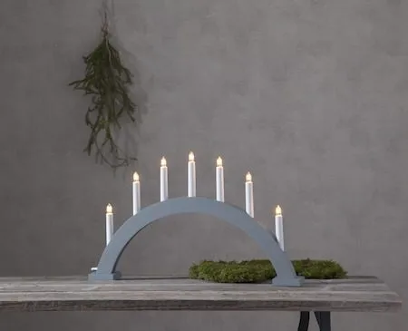 Trapp Stor Adventsljusstake Båge 57 cm - Elljusstake i Trä för Fönster - Ljusgrå - Inredning - Dekoration & inredningsdetaljer - Julpynt & juldekoration
