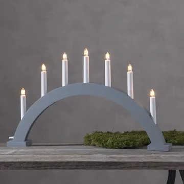 Trapp Stor Adventsljusstake Båge 57 cm - Elljusstake i Trä för Fönster - Ljusgrå - Inredning - Dekoration & inredningsdetaljer - Julpynt & juldekoration