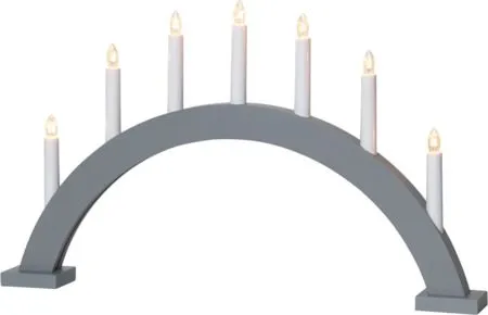 Trapp Stor Adventsljusstake Båge 57 cm - Elljusstake i Trä för Fönster, Ljusgrå