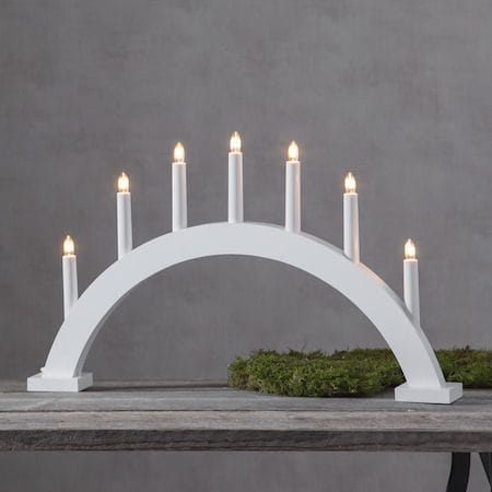 Trapp Stor Adventsljusstake Båge 57 cm - Elljusstake i Trä för Fönster - Vit - Inredning - Dekoration & inredningsdetaljer - Julpynt & juldekoration