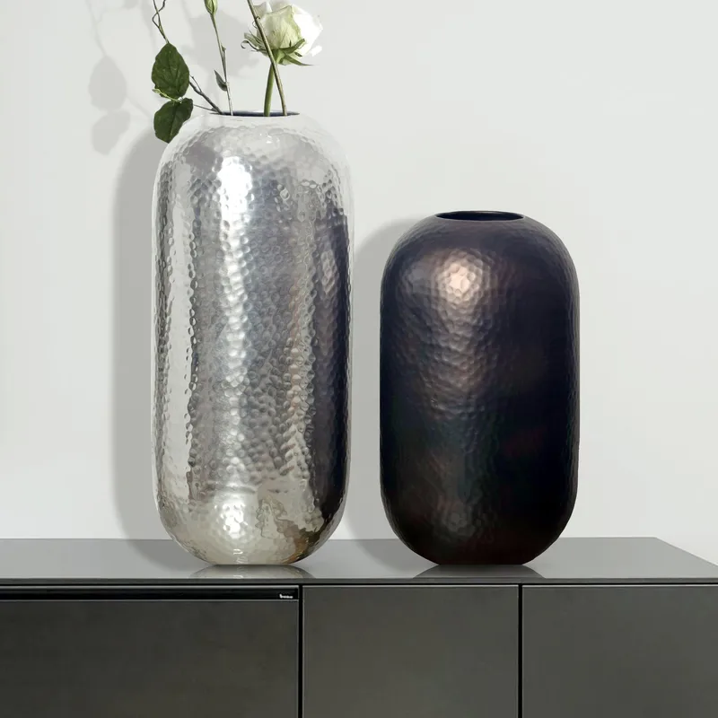 Corara Vas 46 cm Set om 2 - Silverfärgad och svart brons - Inredning - Dekoration & inredningsdetaljer - Vas - Cylindervas
