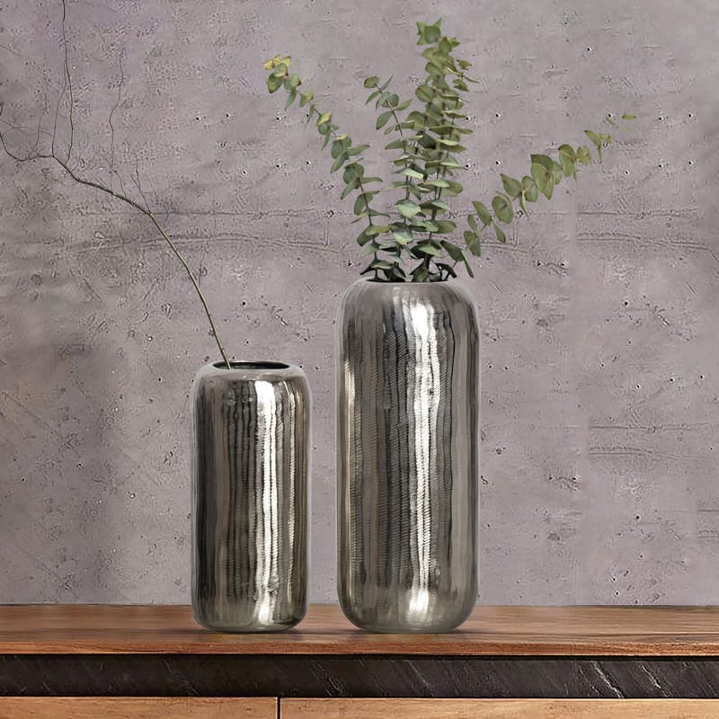 Dalaro Vas 40 cm Set om 2 - silverfärgad - Inredning - Dekoration & inredningsdetaljer - Vas - Cylindervas