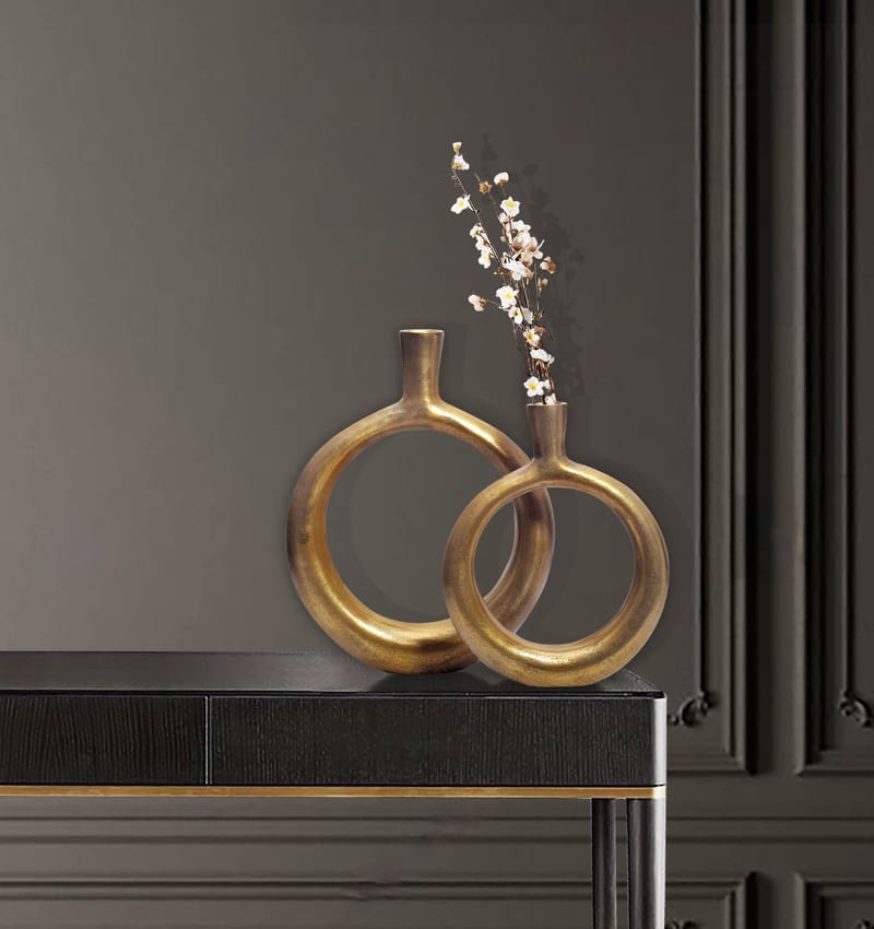 Dalena Vas 45 cm Set om 2 - antikguld - Inredning - Dekoration & inredningsdetaljer - Vas - Blomvas