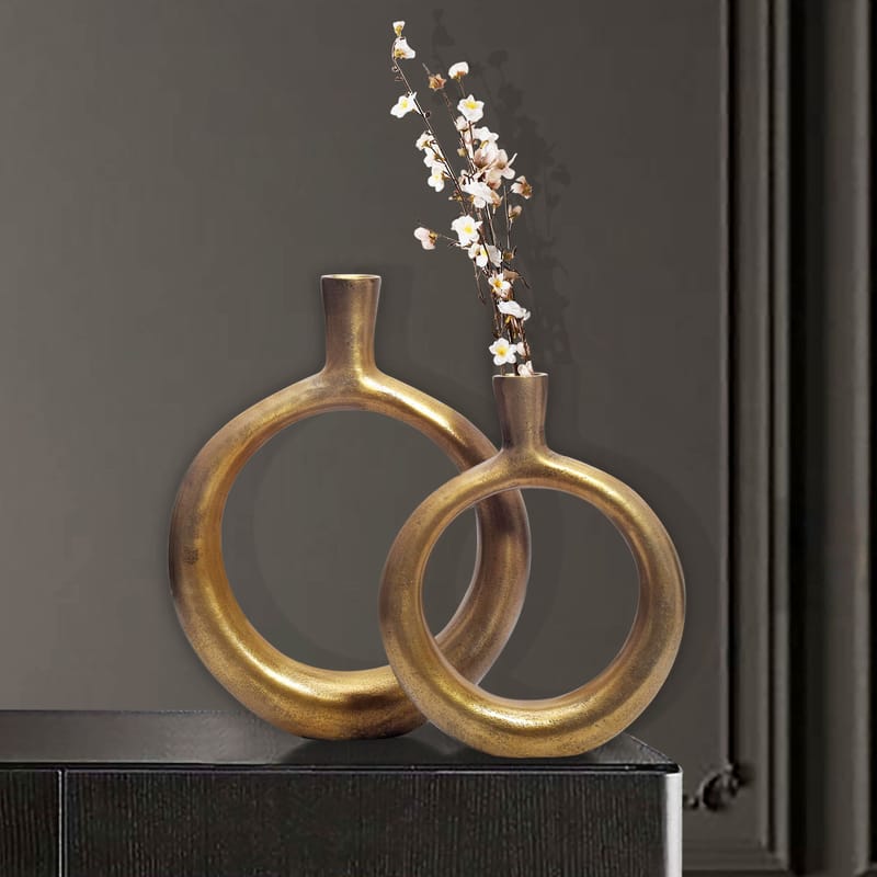 Dalena Vas 45 cm Set om 2 - antikguld - Inredning - Dekoration & inredningsdetaljer - Vas - Blomvas