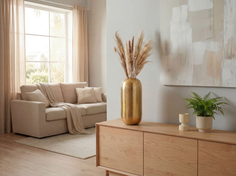 Korva Golvvas 45 cm i aluminium - Guld - Inredning - Dekoration & inredningsdetaljer - Vas - Blomvas