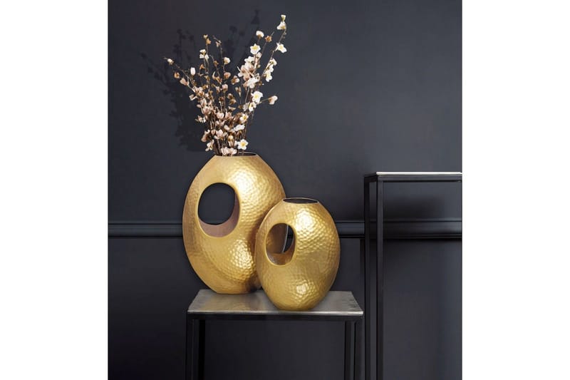 Vas Wohnling Set om 2 Aluminium Hamrad look, modern loftstil Guld - Guld - Inredning - Dekoration & inredningsdetaljer - Vas - Blomvas
