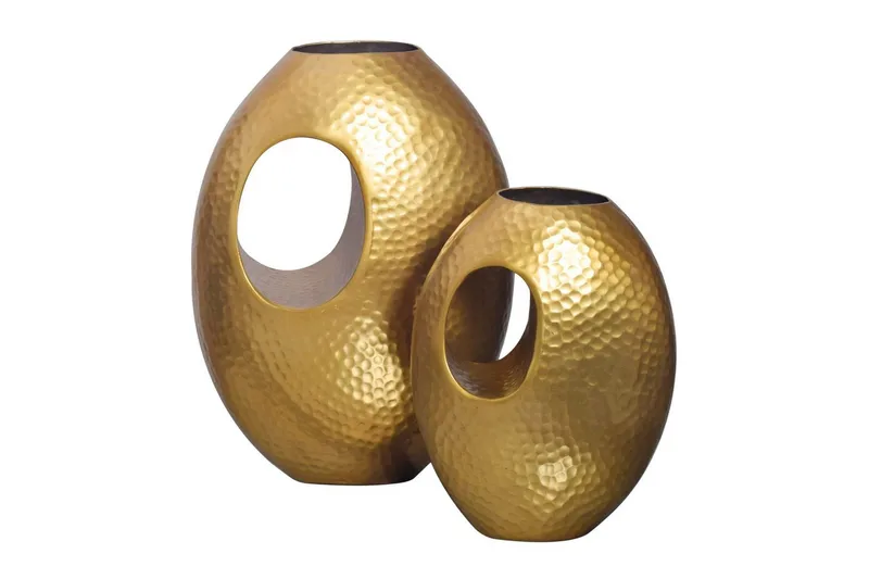 Vas Wohnling Set om 2 Aluminium Hamrad look, modern loftstil Guld - Guld - Inredning - Dekoration & inredningsdetaljer - Vas - Blomvas